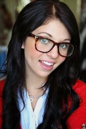 Glasses on round face of cute girl Madelyn Monroe stress her tiny tits on tubephoto.pics