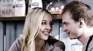 Young blonde Lily Larimar has sex with a guy while they're working in cafe on tubephoto.pics
