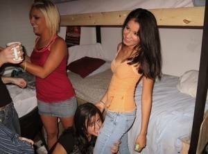 Foxy coeds with sexy bodies are into wild groupsex in the dorm room on tubephoto.pics
