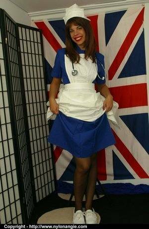 Nylon Angie Sweet nurse in stockings on tubephoto.pics