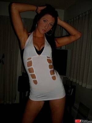 Sky strips out of her slutty white stripper dress that she wore to the club on tubephoto.pics