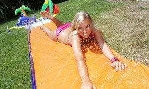 Sexy teen babe Ally Kay strips off bikini outdoor to show tits on tubephoto.pics